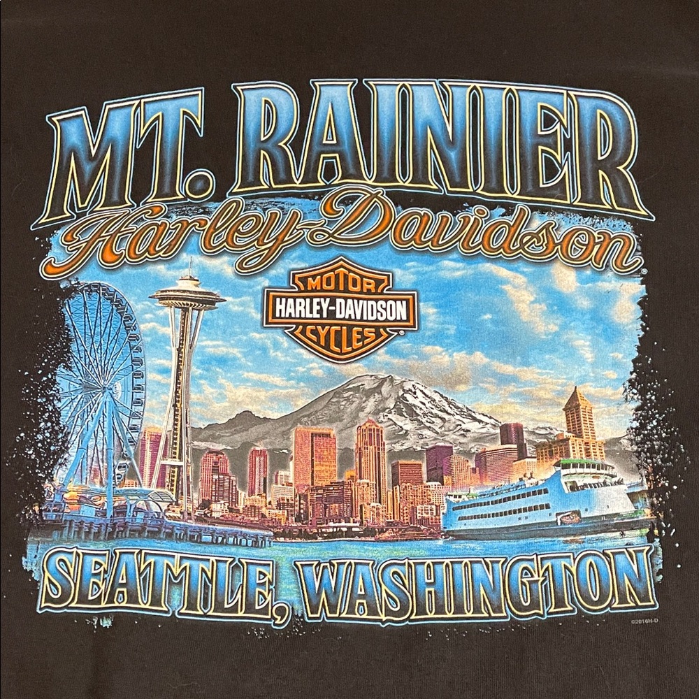 Men’s 2XL Harley-Davidson Motorcycles Short-Sleeve Black Seattle Graphic Tee